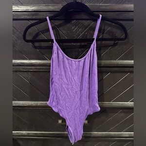 Purple ribbed bodysuit